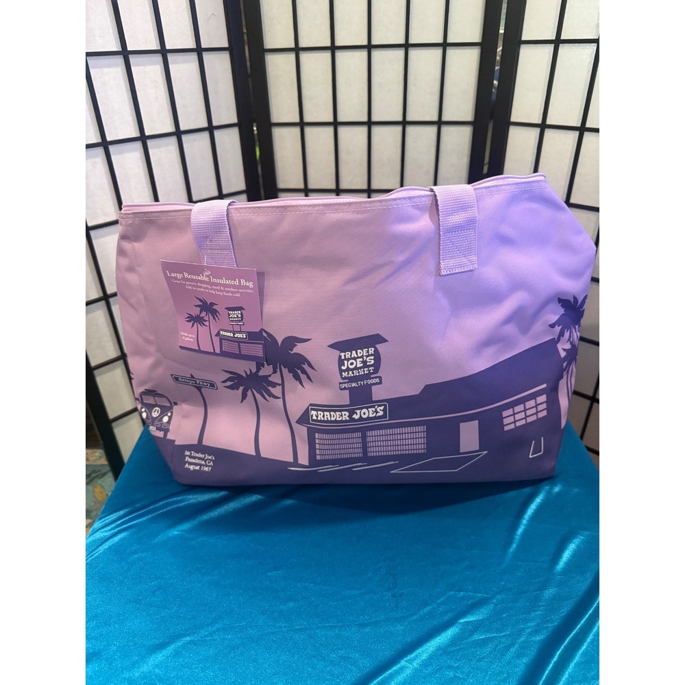 Trader Joe's Purple Rain Large Insulated Bag 8 Gal Pasadena 1967